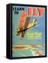 Learn to Fly', Curtiss-Wright Flying Service Poster, 1920S-null-Framed Stretched Canvas