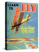 Learn to Fly', Curtiss-Wright Flying Service Poster, 1920S-null-Stretched Canvas