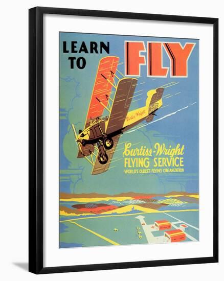 Learn to Fly', Curtiss-Wright Flying Service Poster, 1920S-null-Framed Giclee Print