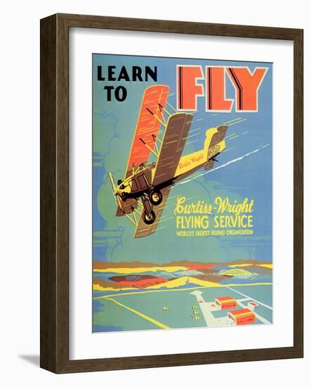 Learn to Fly', Curtiss-Wright Flying Service Poster, 1920S-null-Framed Giclee Print