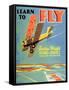 Learn to Fly', Curtiss-Wright Flying Service Poster, 1920S-null-Framed Stretched Canvas