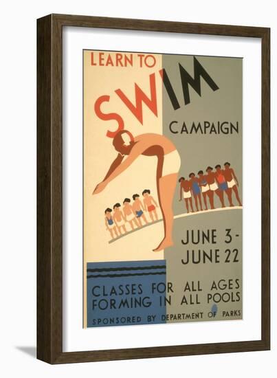 Learn to Swim Poster-null-Framed Art Print