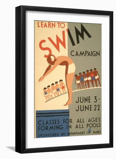 Learn to Swim Poster-null-Framed Art Print