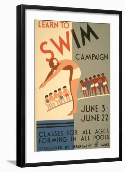 Learn to Swim Poster-null-Framed Art Print