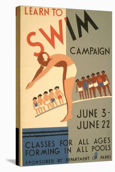 Learn to Swim Poster-null-Stretched Canvas