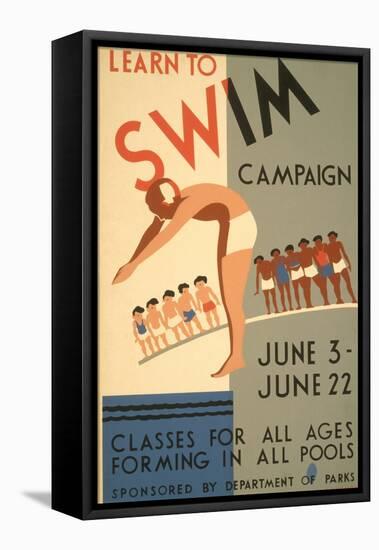 Learn to Swim Poster-null-Framed Stretched Canvas