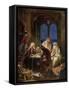 Learned Jews writing bible scrolls - Bible-William Brassey Hole-Framed Stretched Canvas