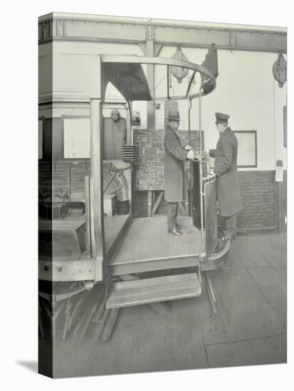 Learner-Driver under Instruction in a Mock-Up of Tram Car Cab, London, 1932-null-Stretched Canvas