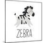 Learning Cards for Kids. Animals. Zebra.Educational Worksheets for Kids. Preschool Activity-olga Agureeva-Mounted Photographic Print