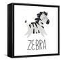 Learning Cards for Kids. Animals. Zebra.Educational Worksheets for Kids. Preschool Activity-olga Agureeva-Framed Stretched Canvas