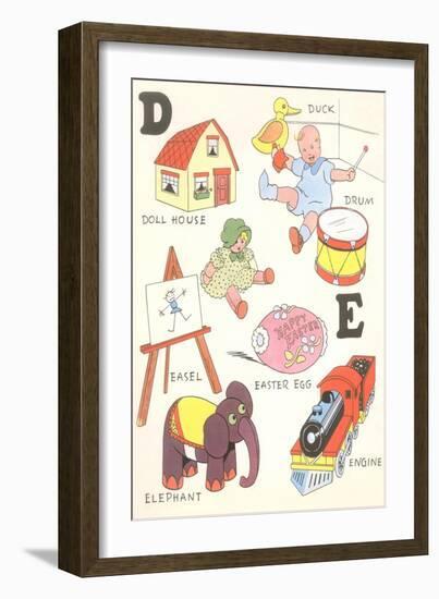 Learning the Alphabet, D and E-null-Framed Art Print