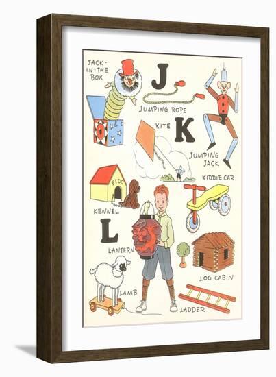 Learning the Alphabet, J, K and L-null-Framed Art Print