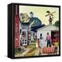 "Learning to Fly", June 20, 1953-John Falter-Framed Stretched Canvas
