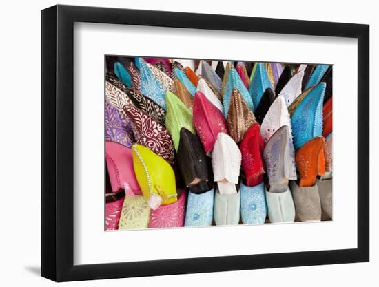 Leather Slippers for Sale in the Souk, Marrakech, Morocco-Peter Adams-Framed Photographic Print