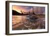 Leatherback turtle returning to sea after nesting on beach-Tui De Roy-Framed Photographic Print