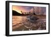 Leatherback turtle returning to sea after nesting on beach-Tui De Roy-Framed Photographic Print