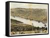 Leavenworth, Kansas - Panoramic Map-Lantern Press-Framed Stretched Canvas