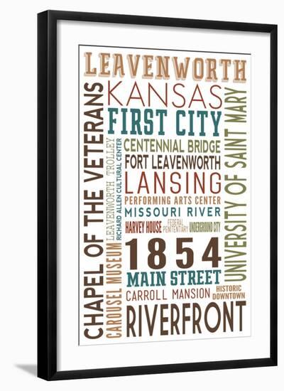 Leavenworth, Kansas - Typography-Lantern Press-Framed Art Print