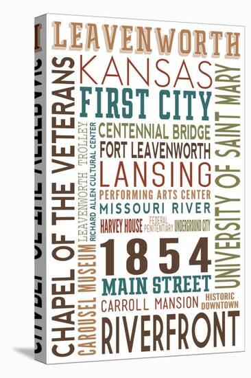 Leavenworth, Kansas - Typography-Lantern Press-Stretched Canvas