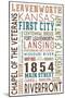 Leavenworth, Kansas - Typography-Lantern Press-Mounted Premium Giclee Print