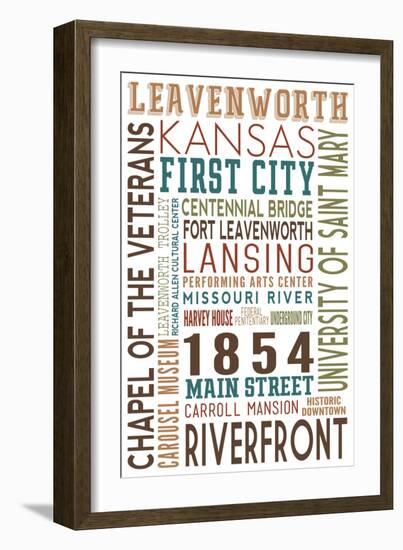 Leavenworth, Kansas - Typography-Lantern Press-Framed Art Print