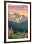 Leavenworth, Washington - Bears and Spring Flowers-Lantern Press-Framed Art Print