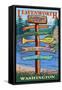 Leavenworth, Washington - Signpost Destinations-Lantern Press-Framed Stretched Canvas
