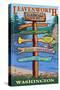 Leavenworth, Washington - Signpost Destinations-Lantern Press-Stretched Canvas