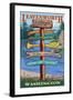 Leavenworth, Washington - Signpost Destinations-Lantern Press-Framed Art Print