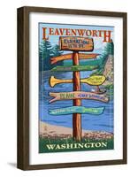 Leavenworth, Washington - Signpost Destinations-Lantern Press-Framed Art Print