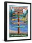 Leavenworth, Washington - Signpost Destinations-Lantern Press-Framed Art Print