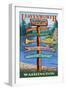 Leavenworth, Washington - Signpost Destinations-Lantern Press-Framed Art Print