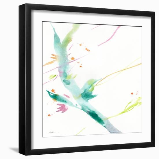 Leaves Of Teal-Sheila Golden-Framed Art Print