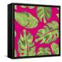 Leaves On Pink-Kat Papa-Framed Stretched Canvas