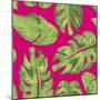 Leaves On Pink-Kat Papa-Mounted Art Print