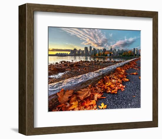 Leaves & Vancouver Downtown-null-Framed Art Print