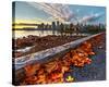 Leaves & Vancouver Downtown-null-Stretched Canvas