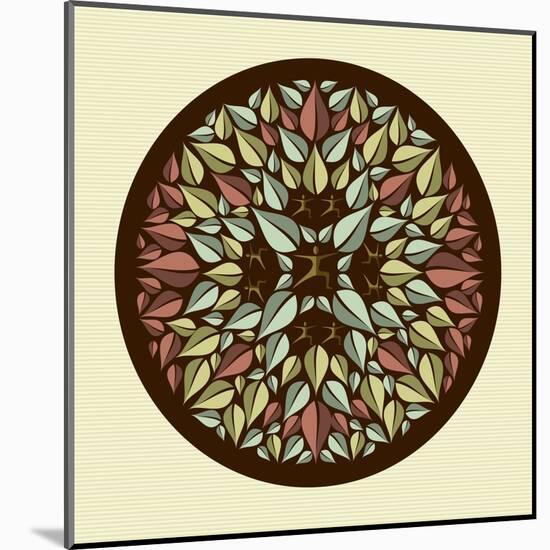 Leaves - Yoga Mandala-cienpies-Mounted Art Print