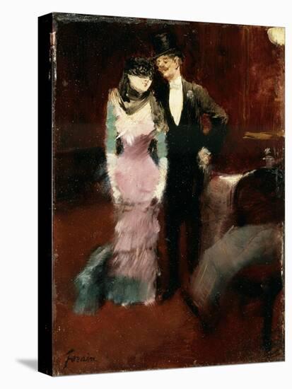 Leaving a Masquerade Ball at the Paris Opera, Late 19th or Early 20th Century-Jean Louis Forain-Stretched Canvas