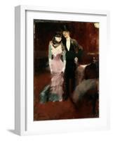 Leaving a Masquerade Ball at the Paris Opera, Late 19th or Early 20th Century-Jean Louis Forain-Framed Giclee Print