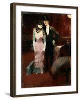 Leaving a Masquerade Ball at the Paris Opera, Late 19th or Early 20th Century-Jean Louis Forain-Framed Giclee Print