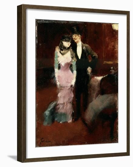 Leaving a Masquerade Ball at the Paris Opera, Late 19th or Early 20th Century-Jean Louis Forain-Framed Giclee Print