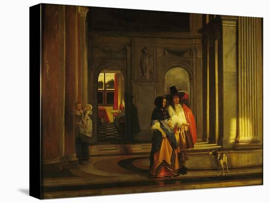 Leaving for the Walk-Pieter de Hooch-Stretched Canvas