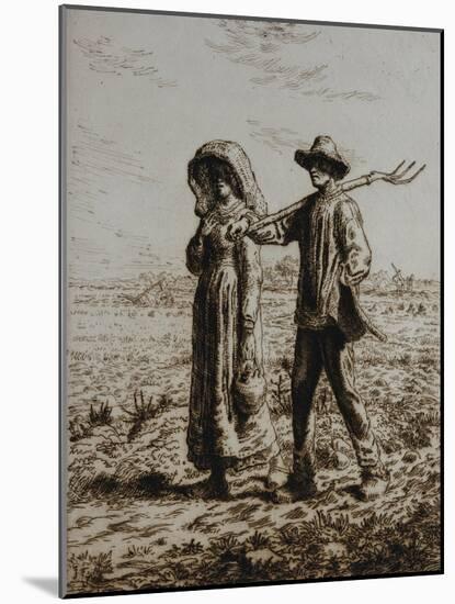 Leaving for Work, 1863-Jean-François Millet-Mounted Giclee Print