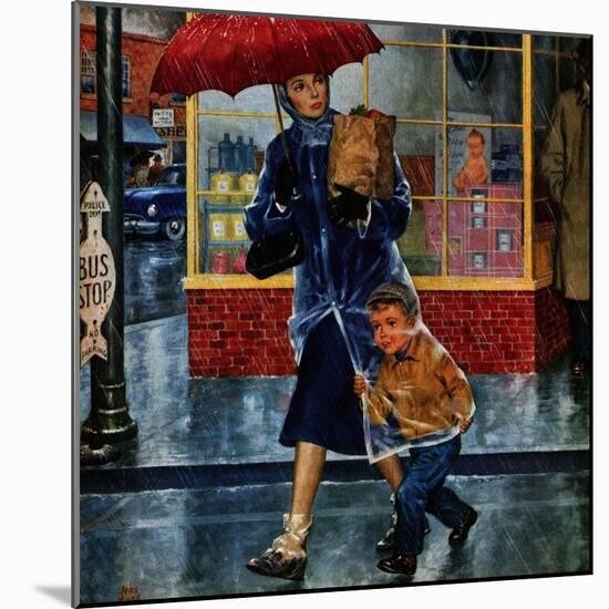 "Leaving Grocery in Rain", April 24, 1954-Amos Sewell-Mounted Giclee Print