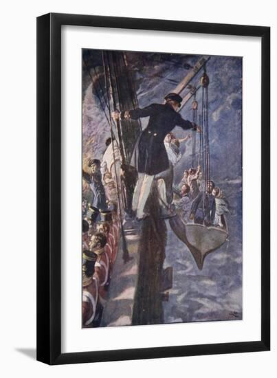 Leaving the Burning Ship, 1914-null-Framed Giclee Print