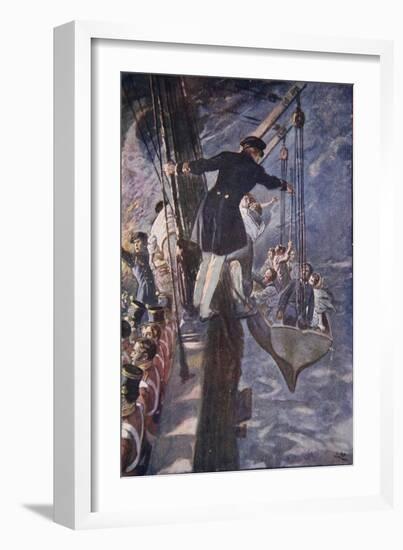 Leaving the Burning Ship, 1914-null-Framed Giclee Print