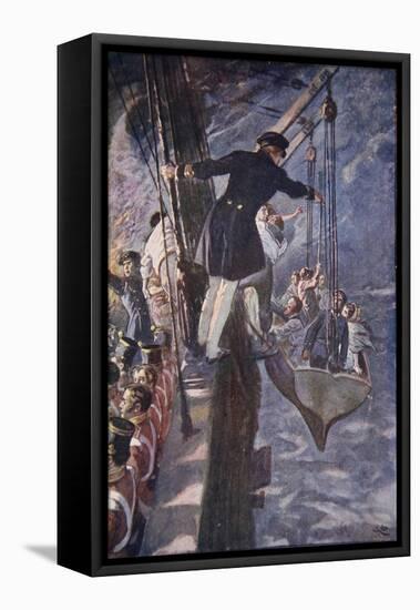 Leaving the Burning Ship, 1914-null-Framed Stretched Canvas