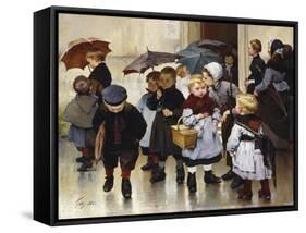 Leaving the Class, 1888-Jules Jean Geoffroy-Framed Stretched Canvas
