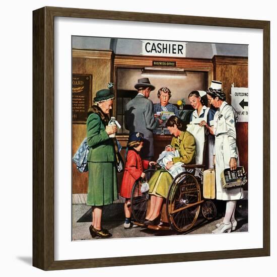 "Leaving the Hospital," October 22, 1949-Stevan Dohanos-Framed Giclee Print